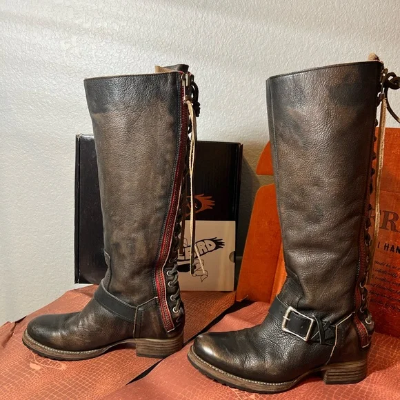 NWT Freebird by Steven Lancaster size 7 Brown Lace Up Boots - Picture 1 of 6